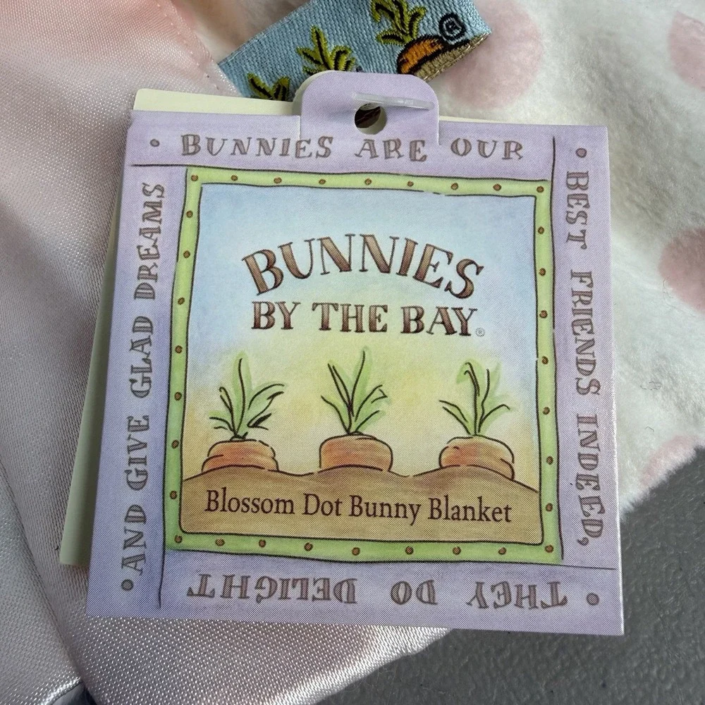 Bunnies by the Bay Lovey Pink Polka Dot Satin Bunny Buddy Security Blanket